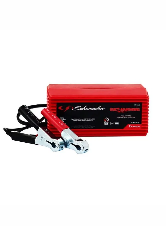 SP1296 – SCHUMACHER Battery Charger, For 6 Or 12 Volt Batteries 120 Volt Power Supply 2 Amp Charging Current 7.13 Inc...